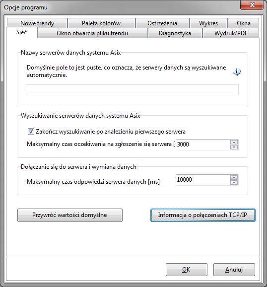 2. AsTrend - obsługa Rysunek: Opcje programu - Sieć.