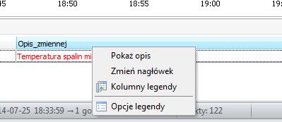 AsTrend Rysunek: Menu kontekstowe nagłówków kolumn legendy.