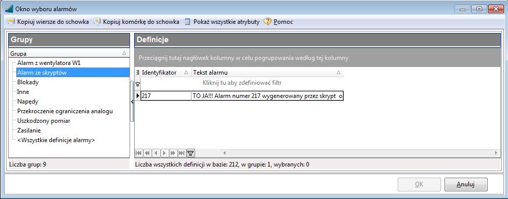AsTrend 2.9.1.4 Dodanie alarmu SQL UWAGA: Dodanie alarmu SQL stosuje się wyłącznie dla alarmów, których archiwa zdarzeń przechowywane są w bazie SQL.