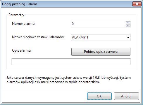 2. AsTrend - obsługa 2.9.1.5 Dodanie alarmu Program AsTrend może pobierać definicje alarmów bezpośrednio z aplikacji Asix lub bazy definicji zmiennych (w formacie MS SQL lub MDB).
