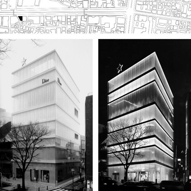 178 1. Schemat alei Omotesando lokalizacja obiektu (rys. wg Detail, Facades, Vol. 11, 2005) 2. Widok dzienny (El Croquis 121/122, SANAA [Kazuyo Sejima + Ryue Nishizawa] 1998 2004. Ocean of air, red.
