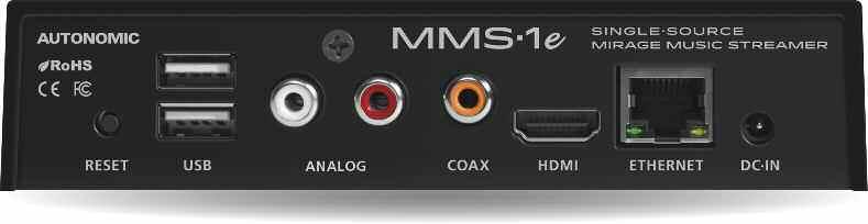 USB lub dysku NAS do przechowywania muzyki Możliwości kontroli: - Bezpłatna aplikacja Mirage na ios, Android lub tablet Amazon Fire - Ścienna klawiatura KP6 - On-Screen Display poprzez wyjście HDMI -