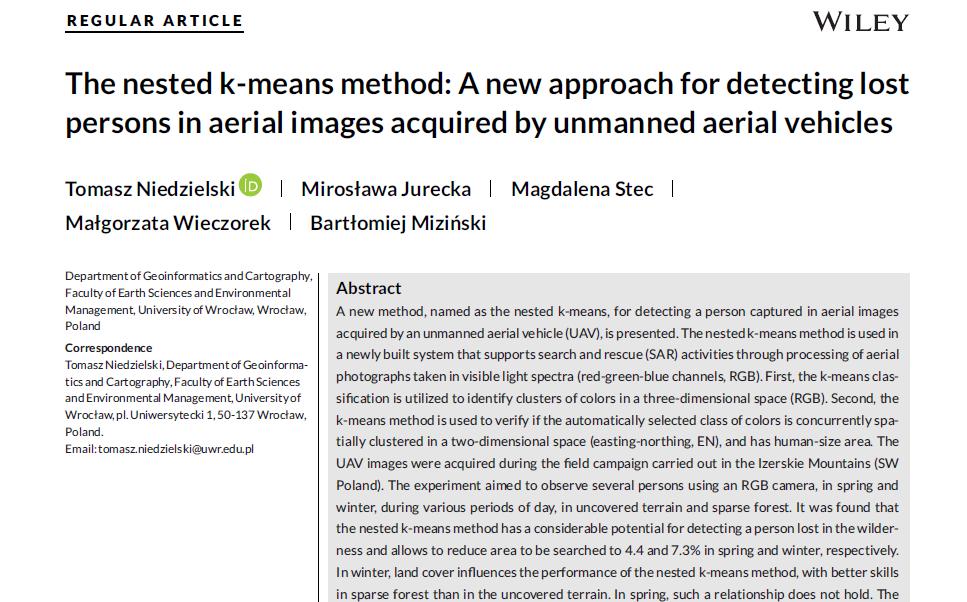 Publikacje Opublikowany został artykuł w czasopiśmie Journal of Field Robotics, notowanym na liście A MNiSW (35 pkt MNiSW; IF=2,059): Niedzielski T., Jurecka M., Stec M., Wieczorek M.
