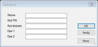 W oknie tym znajdują się następujące pola edycyjne: Nazwa W tym polu podajemy nazwę operatora, którego pragniemy edytować, bądź też dodać.
