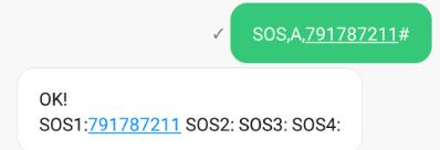 2) Aby usunąć numery SOS należy wysłać komendę: SOS,D,1,2,3,4#- powoduje usunięcie wszystkich numerów SOS,D,2,3#- powoduje usunięcie drugiego i trzeciego numeru SOS D-oznacza usuwanie numeru
