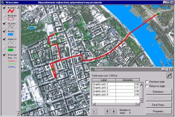 Zastosowania technologii GIS Transport Planowanie tras przejazdów i rozwożenia towarów wymaga przeprowadzenia