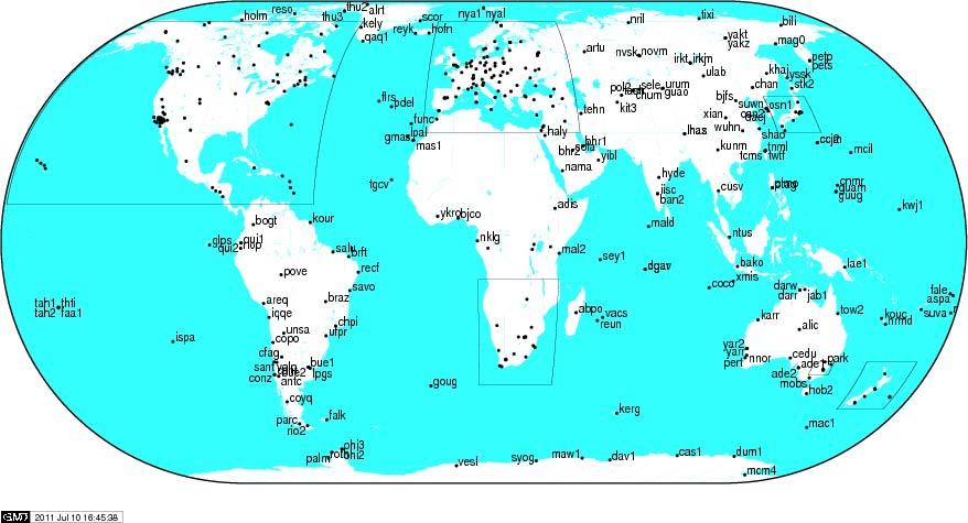 Realizaja globalna ITRF2008 http://igscb.jpl.nasa.