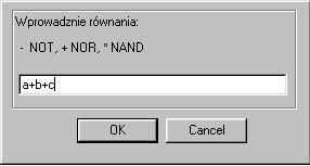 Rys 3.2 Edycja równania 3.1 Rozbiór równania Równanie podawane jest w postaci infiksowej, w związku z tym, algorytm rozbioru równania generuje drzewo, którego korzeniem jest bramka wyjściowa.