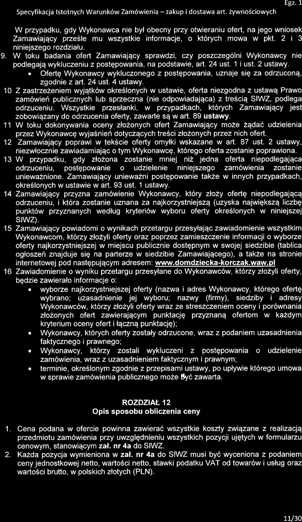 Specyfikacja lstotnych Warunk6w Zam6wienia - zakup i dostawa art. 2ywnoSciowych Egz.