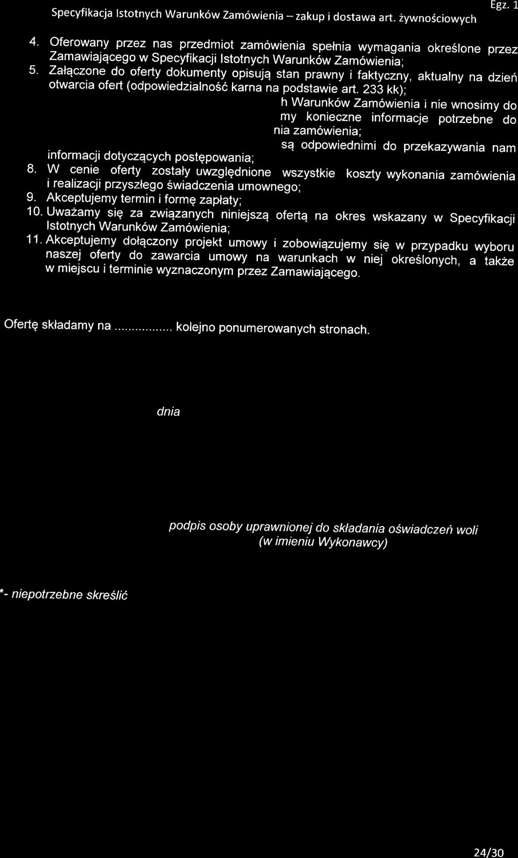 Specyfikacja lstotnych Warunk6w Zam6wienia - zakup i dostawa art. 2ywno(ciowych Egz.1.