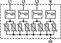 Aparaty przeznaczone do zastosowań na I lub II poziomie ochrony przeciwprzepięciowej (odpowiednio 25 ka/19 ka przy Iimp = 10/350 na pole).