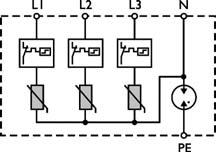 IEC61643-1/EN 61643-11 Maksymalne napięcie pracy Uc * 275 V AC (350 V DC) 275 V AC (350 V DC) 275 V AC (350 V DC) Impuls prądowy