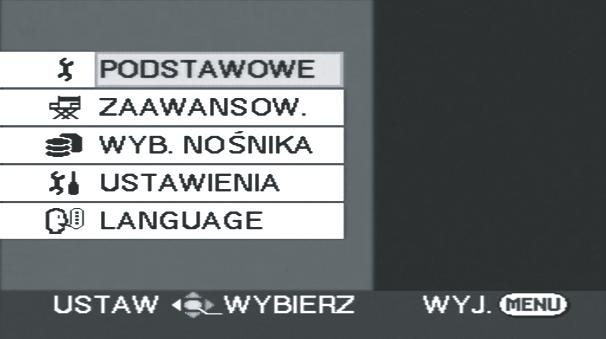 Ustawienia 2 Używanie ekranu menu MENU 1 Naciśnij przycisk MENU.