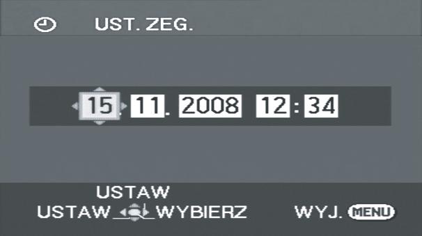Ustawienia 3 Ustawianie daty i czasu Po włączeniu kamery po raz pierwszy, pojawi się prośba o ustawienie godziny i czasu. Wybierz [TAK] i naciśnij joystick.