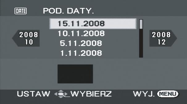 (W czasie odtwarzania filmów na HDD) 2 Wybierz listę nagrań, które chcesz odtworzyć, po czym wciśnij joystick.