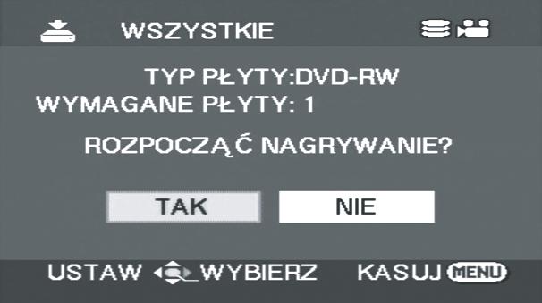 Funkcja KOPIOW.DVD [HDD] [SD] Można wykonać zapasowe kopie na płytach obrazów nagranych tą kamerą. Skopiowane informacje zapisane są w scenach filmu, skopiowanych na płycie przy użyciu funkcji KOPIOW.