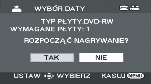Wybrana data/lista odtwarzania jest ujęta w czerwoną ramkę. Aby skasować wybór daty/listy odtwarzania, wciśnij ponownie joystick. Można ustawić w kolejności do 50 dat. 3 Naciśnij przycisk MENU.