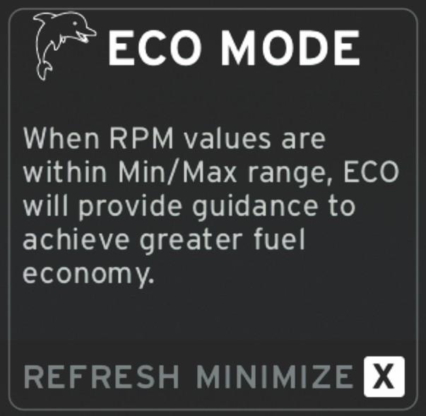 Rozdził 3 - Informcje ogólne i obsług ekrnu Tryb ekonomiczny ECO Mode (Tryb ECO) Pozycj ECO Mode (Tryb ECO) wyświetl informcje instruujące opertor n temt optymlnego położeni trymu i prędkości