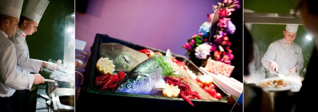 DODATKOWE ATRAKCJE KULINARNE STACJA LIVE COOKING GRILL 25 pln od osoby / minimalne zamówienie dla 60 % Gości / Marynowany filet z łososia z koprem i cytryną Karczek wieprzowy marynowany w ziołach