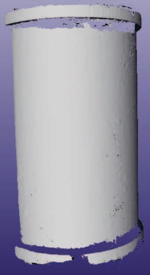 Przy u yciu skanera i póÿniejszej obróbce otrzymanych danych w oprogramowaniu GeoMagic Qualify porównano geometriê cylindrycznej pow³oki przed i po deformacji.