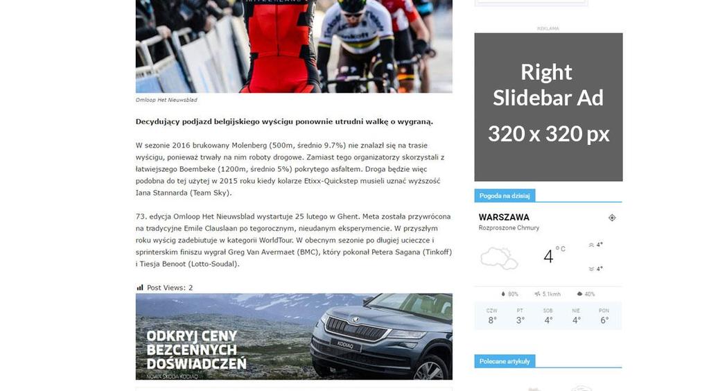 RIGHT SLIDEBAR AD Modele współpracy display naszosie.pl Baner widoczny w każdym wpisie na wysokości tekstu artykułu.