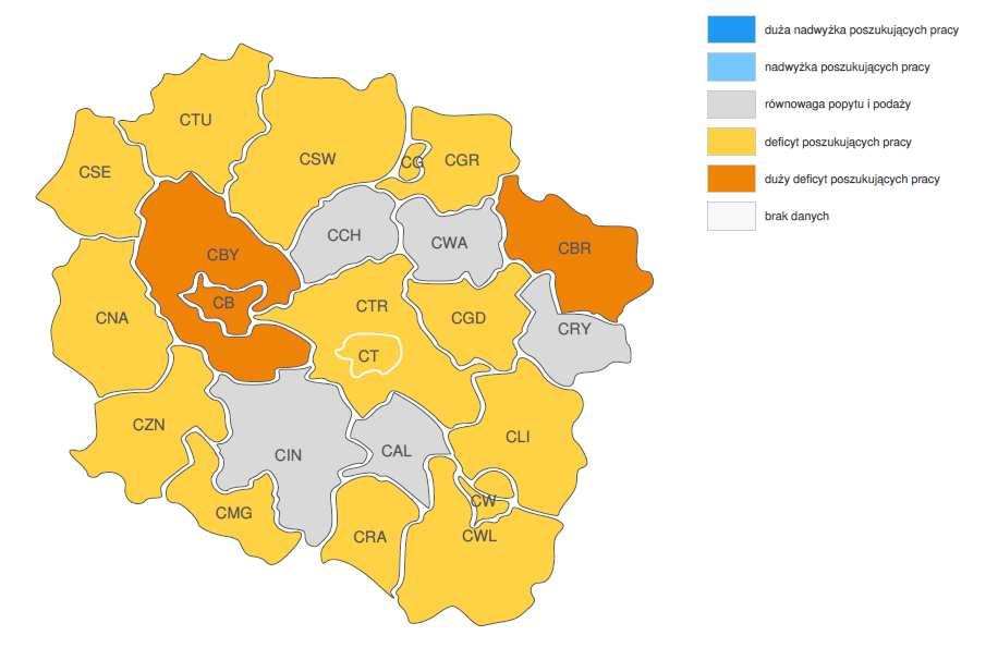 Wykres 4. Prognoza na 2017 w województwie kujawsko pomorskim. Relacja między dostępną siłą roboczą a zapotrzebowaniem na pracowników ELEKTROMECHANICY I ELEKTROMONTERZY 4.