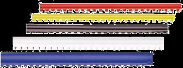 8.9 Akcesoria do bindownic Plastikowy grzbiet do bindowania Grzbiety plastikowe wykonane z PCV. Oferowane w kolorach: białym, czarnym, czerwonym, niebieskim, zielonym, żółtym.