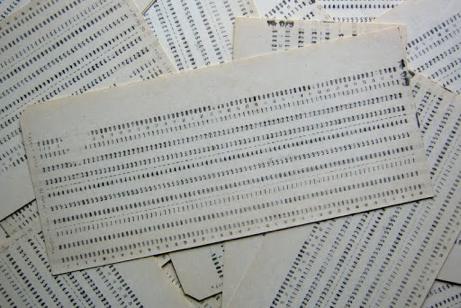 HISTORIA BIM karty perforowane kalkulator Texas Instruments 57 1833 maszyna tkacka pamięć pamięta dane