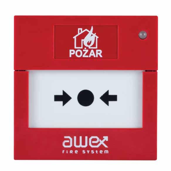 RĘCZNE OSTRZEGACZE POŻAROWE Ręczny ostrzegacz pożarowy ROP 21 Ręczny ostrzegacz pożarowy ROP 21 przeznaczony jest do przekazywania informacji o pożarze do centrali sygnalizacji pożarowej przez osobę,