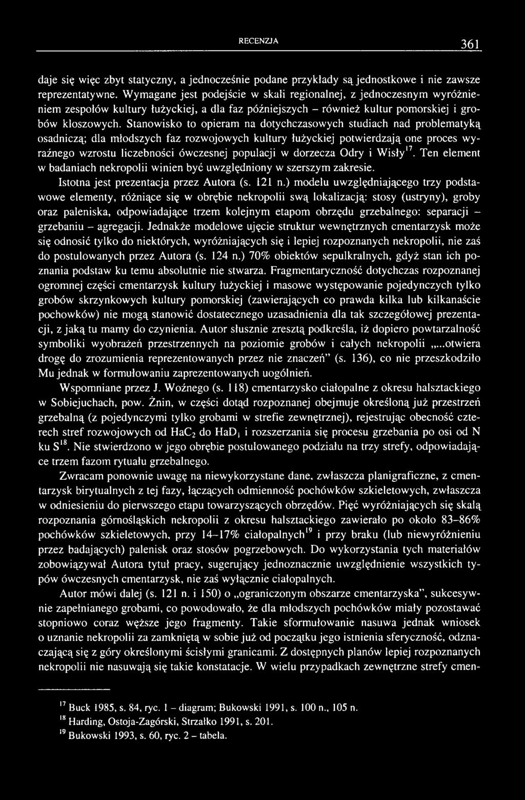 Stanowisko to opieram na dotychczasowych studiach nad problematyką osadniczą; dla młodszych faz rozwojowych kultury łużyckiej potwierdzają one proces wyraźnego wzrostu liczebności ówczesnej populacji