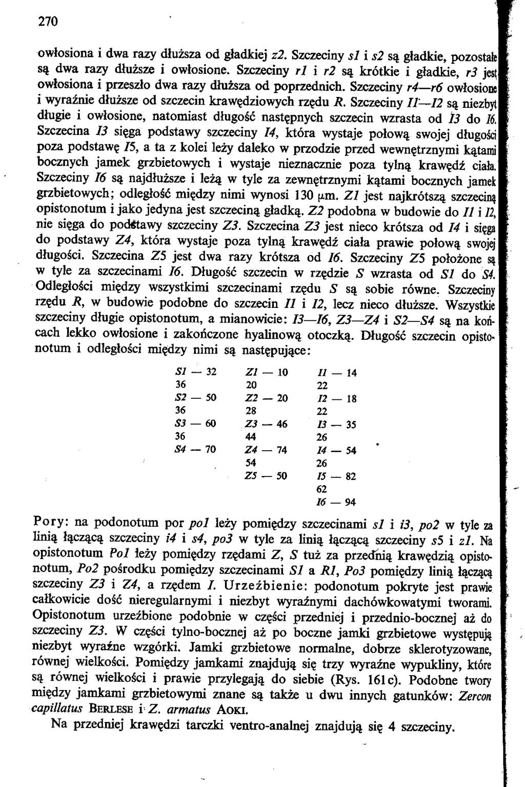 270 owlosiona i dwa razy dluzsza od gladkiej z2. Szczeciny si i s2 sa. gladkie, pozostate sa, dwa razy dfuzsze i owlosione. Szczeciny rl i r2 sa.