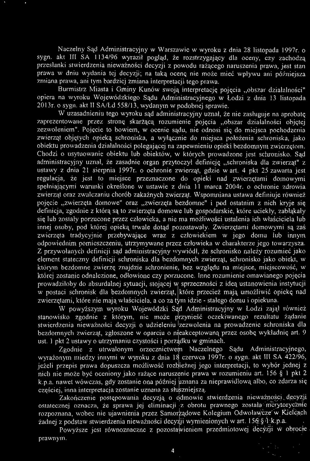 Naczelny Sąd Administracyjny w Warszawie w wyroku z dnia 28 listopada 1997r. o sygn.