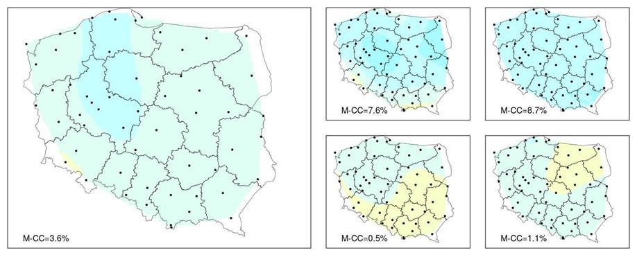 7 Projekcje zmian temperatury 107 symulacje wskazują na wzrost opadów w bliższej, czy dalszej przyszłości.