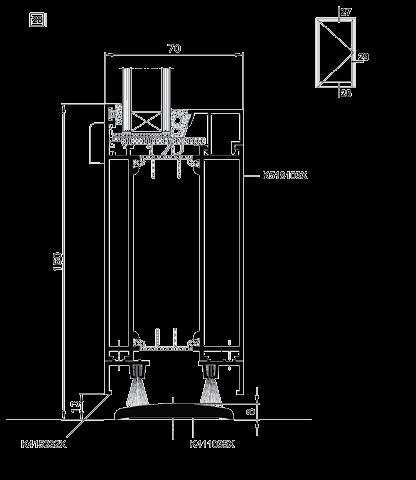 SYSTEMY OKIENNO-DRZWIOWE / MB-70HI / MB-70 INDUSTRIAL HI Drzwi otwierane na zewnątrz - przekrój Drzwi