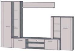 Description Wall unit Chest L/R Three point ilumination B/H/T (cm) 308,7 / 197,6 / 41,6 159,6 / 82,4 / 41,6 Inclusive Beleuchtung IZ13-916 Optionale Beleuchtung Dekor D41 D41 916 Cena / Preis / Price