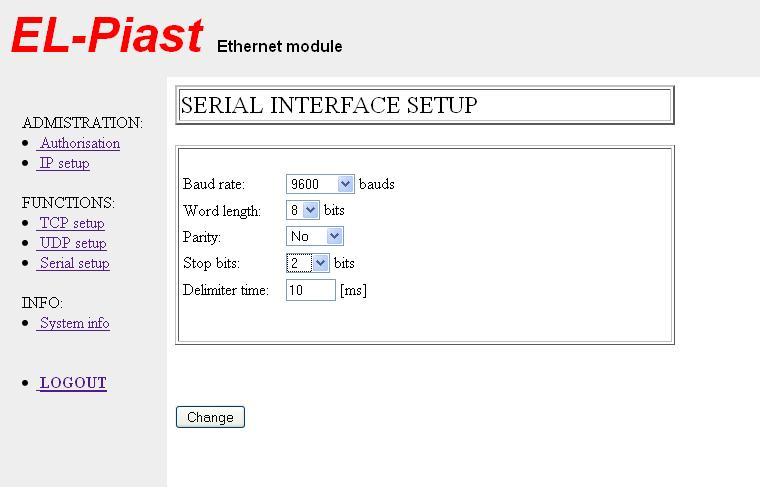 Uwaga! Moduł Ethernetowy jest przystosowany do przesyłania ramek o maksymalnej długości 512 bajtów.