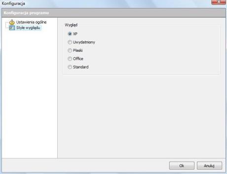W zakładce Style wyglądu można wybrać jedną opcję i ustawić styl wyglądu interfejsu użytkownika według