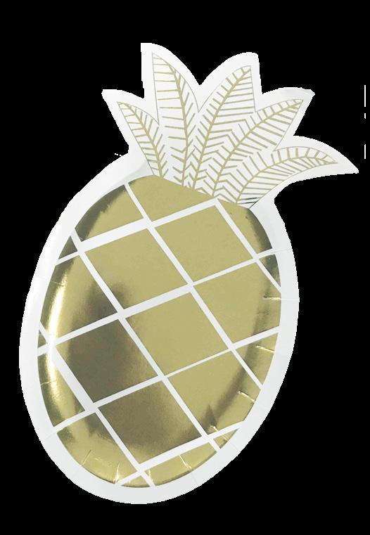 - 100 sets PAPER PLATES PINEAPPLE - GREEN LEAVES, 5X16