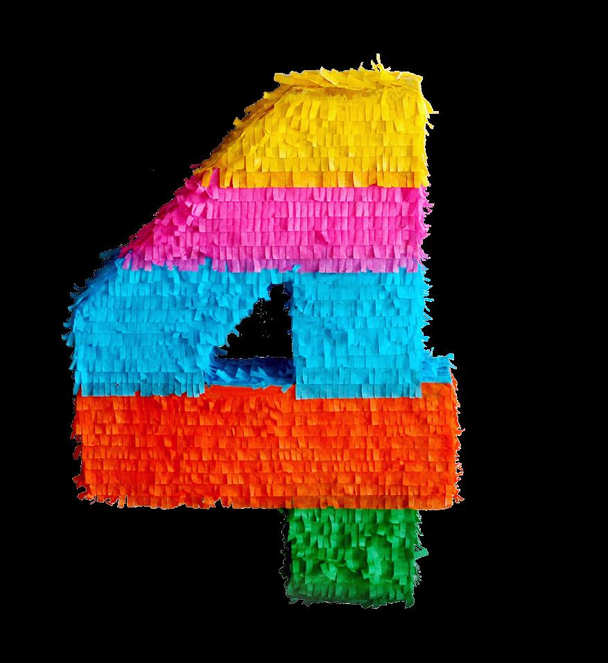5 CM PINATA DIGIT 4 SIZE 50X5X7.