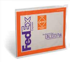 FedEx UN 3373 Pak Plastikowe opakowanie na próbki, które zawierają lub przypuszczalnie mogą zawierać materiał zakaźny, według definicji substancji biologicznej kategorii B (UN 3373) Międzynarodowego