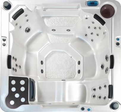 PORTABLE SPA DELUXE IRIS DELUXE 225x215 Ilość miejsc: 5 (4 miejsca siedzące, 1 miejsce leżące) Pojemność: 1850 litrów Pompy do masażu: - 2 pompy o mocy 1,5 kw Pompa filtracji: - pompa o mocy 0,75 kw