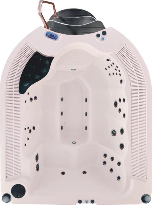 PORTABLE SPA DELUXE ROSE DELUXE 275x235 Ilość miejsc: 6 (5 miejsc siedzących, 1 miejsce leżące) Pojemność: 2200 l + zbiornik wyrównawczy 540 l Pompy do masażu: - 2 pompy o mocy 1,5 kw, 1 pompa o mocy