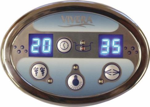 VIVERA - OPISY SYSTEMÓW SYSTEM 1 - Soft massage system Elektroniczny układ sterowania Wyświetlacz temperatury Wyświetlacz czasu Oświetlenie podwodne białe - lampa LED Masaż powietrzny: - dmuchawa z
