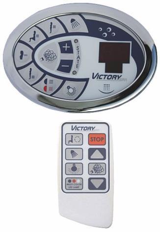 KABINY MASAŻOWO-PAROWE - OPISY SYSTEMÓW SYSTEM 3 (OVS-K3) Woda zimna i ciepła z instalacji wodociągowej Pulpit sterujący z wyświetlaczem temperatury Sterowanie elektroniczne obejmuje: - funkcja
