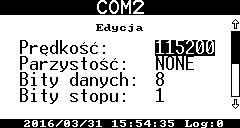 CMK-03 Instrukcja obsługi i DTR COMMON S.A. Następny ekran zawiera parametry logiczne: Adres GM: adres protokołu Gaz-Modem, jest liczbą z zakresu 1..65534 (ust. fabr.