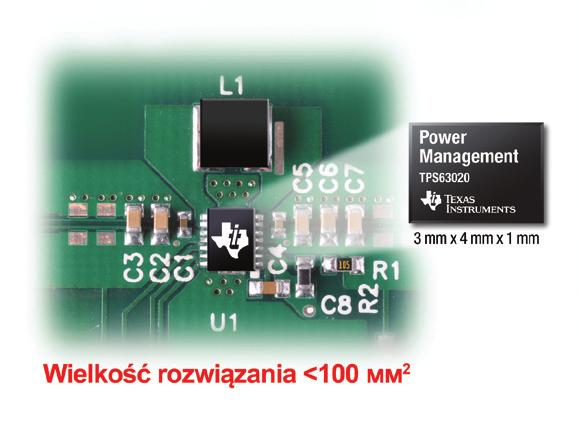 Podzespoły Mała, 4-amperowa przetwornica obniżająco-podwyższająca napięcie o wysokiej sprawności Wydłuż czas działania akumulatora TPS63020 High-Performance Analog>>Your Way 100 80 U WEJ =4,25 V