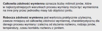 Selektywność zdolność jonitu do wybiórczej wymiany jonu spośród innych jonów obecnych w roztworze.