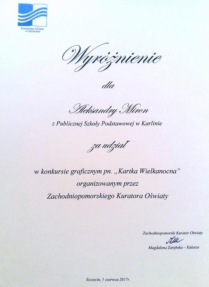 CZERWIEC 2017 ODBIÓR NAGRODY W SZCZECINIE W dniu 1 czerwca 2017 r.