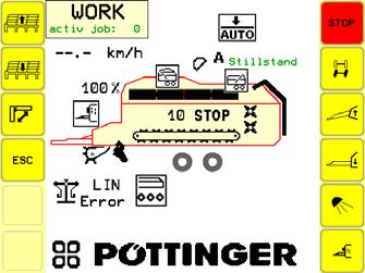 TERMINAL ISOBUS 10. Wskaźnik poziomu napełnienia (opcja) Wskazówka! Zamknięcie ściany tylnej przywraca wartość wskaźnika poziomu napełnienia do aktualnie zmierzonej wartości.