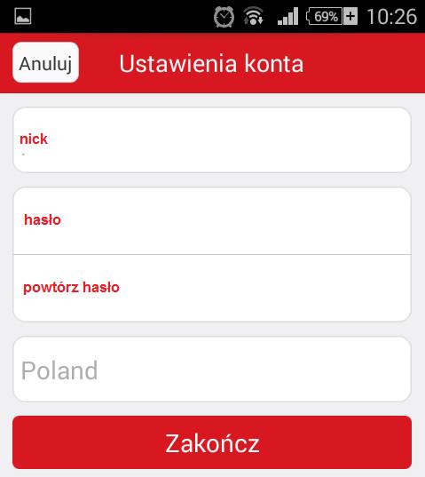 Po naciśnięciu przycisku Dalej należy nadać nick oraz hasło do konta.